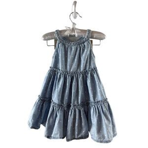 The Prairie by Rachel Aswell Tiered Star Polka Dot Chambray Sleeveless Dress 4T